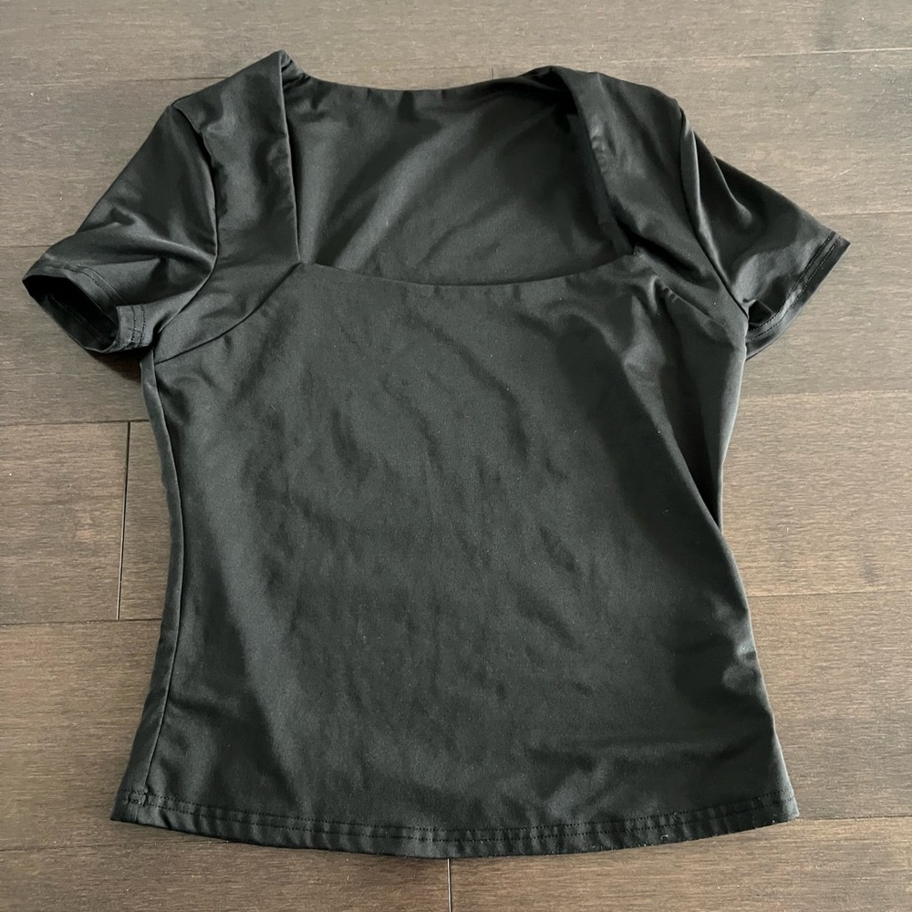 Black Square Neck Women's Top- cropped